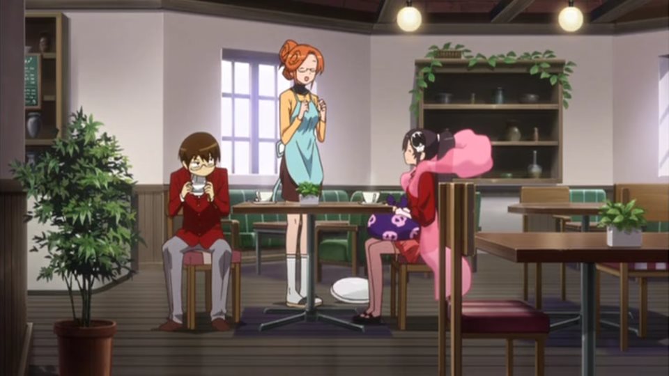 Keima's mother dropping a plate.